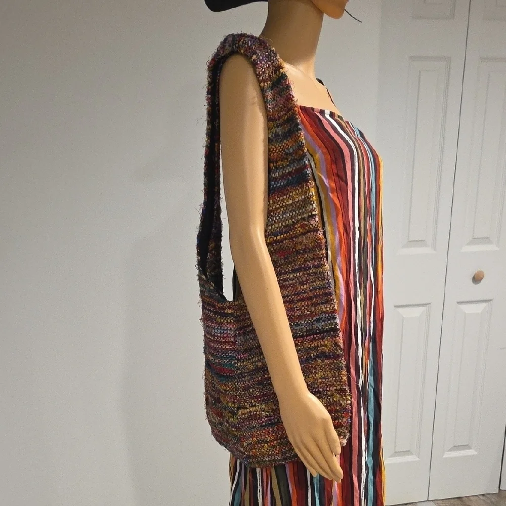 Multicolor Woven Hobo Bag